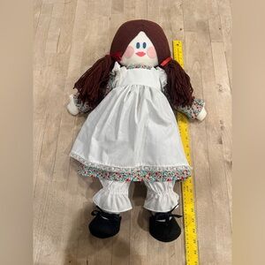 Charming Rag Doll with White Apron and Floral Dress